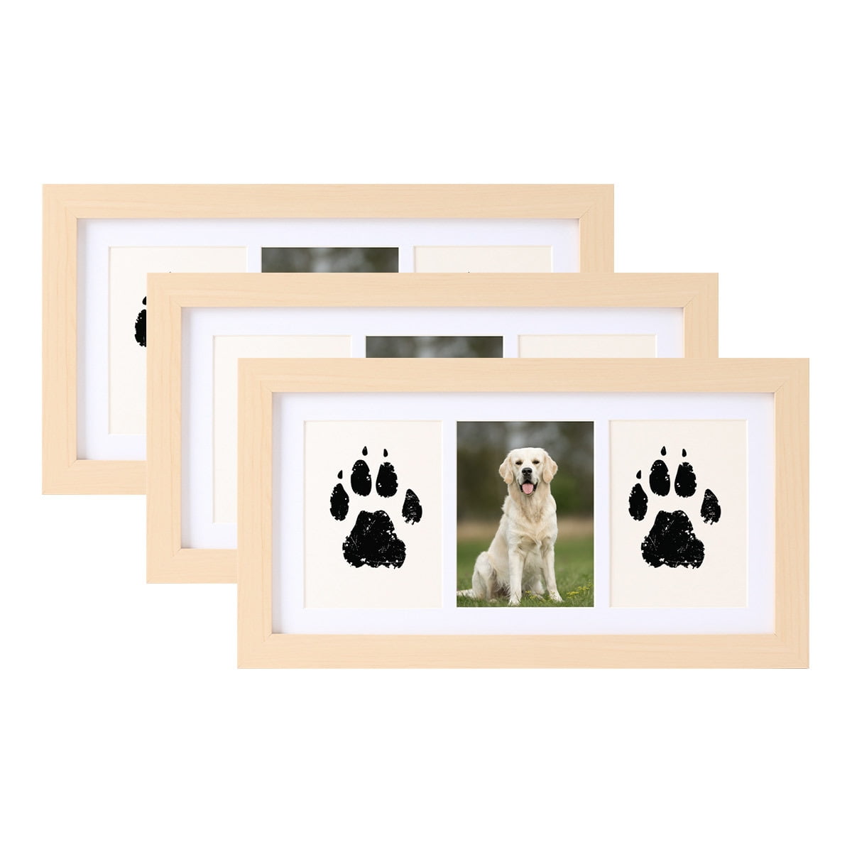 BallsFHK Print Frame & Ink Pads Kit,Dog Or Cat Print Kit,2 No Mess Ink Pads For Pet,Print Pad For Dogs,Wooden Pet Memorial Frame,Personalized Pet 1ml
