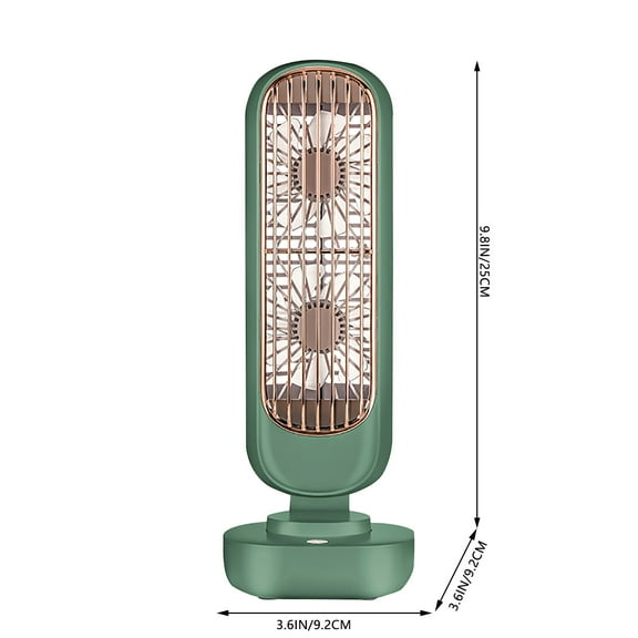 BallsFHK Retro Double-Leaf Tower Fan,Desktop Fan Vertical Portable Charging USB Small Fan