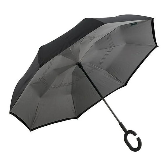 BallsFHK Reverse Umbrella Long Handle Straight C-Shaped Hand-Open Reverse Umbrella Sunny Umbrella