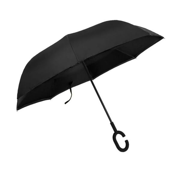 BallsFHK Reverse Umbrella Long Handle Straight C-Shaped Hand-Open Reverse Umbrella Sunny Umbrella