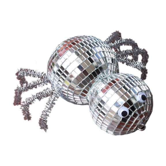 BallsFHK Spider-Shaped Disco Ball Halloween Decorative Ornament With Silk Thread, Hanging Disco Decor For Party,Room,Home, Retro Reflective Mirror Ball, Disco Orn