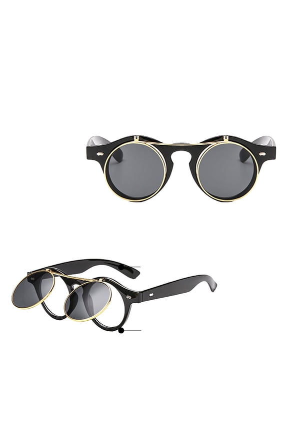 Steampunk Goth Goggles Glasses Retro Flip Up Round Sunglasses Vintage C