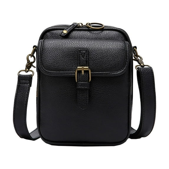 BallsFHK Vintage Double Layer Large Capacity Messenger Bag, Leather Small Purse Crossbody Shoulder Bag For Women Men