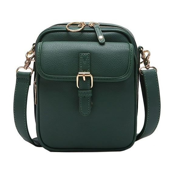 BallsFHK Vintage Double Layer Large Capacity Messenger Bag, Leather Small Purse Crossbody Shoulder Bag For Women Men