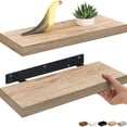 thumbnail image 1 of Ballucci 16" Floating Shelves for Wall, 2-Pack with Invisible Brackets, 6" Deep, Natural Oak, 1 of 7