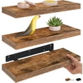thumbnail image 1 of Ballucci 16" Floating Shelves for Wall, 3-Pack with Invisible Brackets, 6" Deep, Rustic Brown, 1 of 7