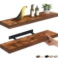 thumbnail image 1 of Ballucci 24" Floating Shelves, 2-Pack Wood Wall Shelf Set with Invisible Brackets, 6" D, Rustic Brown, 1 of 9