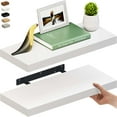 thumbnail image 1 of Ballucci 24" Floating Shelves, 2-Pack Wood Wall Shelf Set with Invisible Brackets, 8" Deep, White, 1 of 9