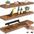 thumbnail image 1 of Ballucci 24" Floating Shelves for Wall, 3-Pack with Invisible Brackets, 6" Deep, Rustic Brown, 1 of 7