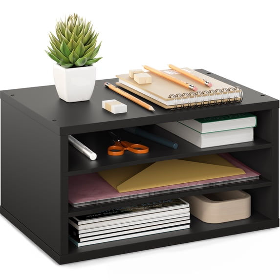 Ballucci 3-Tier Adjustable Desk Organizer Paper Sorter, Office Document Letter Tray, Black