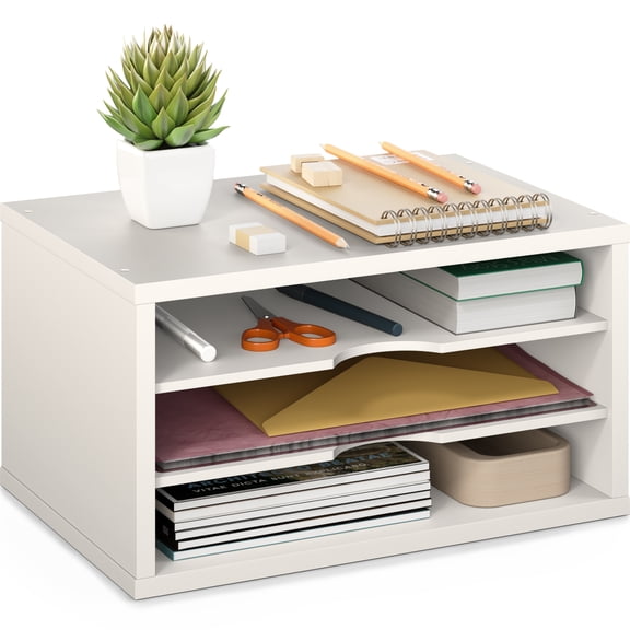 Ballucci 3-Tier Stackable Paper Organizer, Office Desk Organizer, Document Holder, White