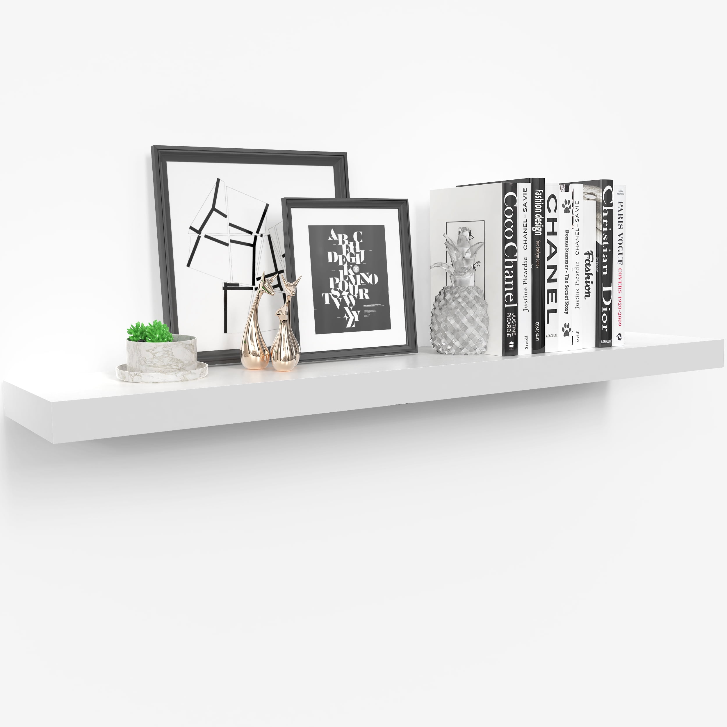Ballucci Modern Ledge Wall Shelves, Set of 4, White