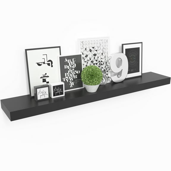Ballucci 36" Floating Shelf, Wood Wall Mount Shelf with Invisible Bracket, 6" Deep, Black