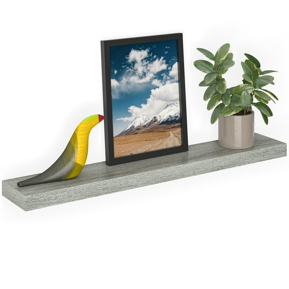 Ballucci 36" Floating Shelf, Wood Wall Mount Shelf with Invisible Bracket, 6" Deep, Gray