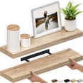 thumbnail image 1 of Ballucci 36" Floating Shelves, 2-Pack Wood Wall Shelf Set with Invisible Brackets, 6" Deep, Oak Finish, 1 of 8