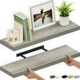 thumbnail image 1 of Ballucci 36" Floating Shelves, 2-Pack Wood Wall Shelf Set with Invisible Brackets, 8" Deep, Gray Oak, 1 of 8