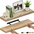 thumbnail image 1 of Ballucci 36" Floating Shelves, 2-Pack Wood Wall Shelf Set with Invisible Brackets, 8" Deep, Oak Finish, 1 of 9