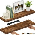 thumbnail image 1 of Ballucci 36" Floating Shelves, 2-Pack Wood Wall Shelf Set with Invisible Brackets, 8" Deep, Rustic Brown, 1 of 9