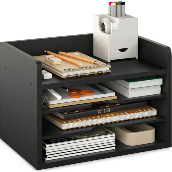 Ballucci 4-Tier Paper Organizer, Office Desk Organizer, Document Mail Sorter, Black