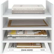 Ballucci 4-Tier Wood Paper Organizer, Compatible with Cube Storage Shelves, White