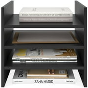 Ballucci 4-Tier Wood Paper Organizer, Compatible with Kalax Cube Storage Shelves, Black