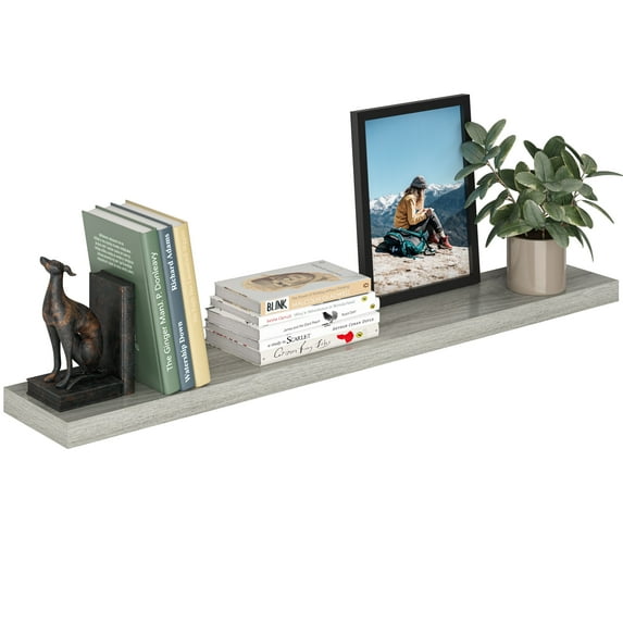 Ballucci 48" Floating Shelf, Wood Wall Mount Shelf with Invisible Bracket, 8" Deep, Gray Oak