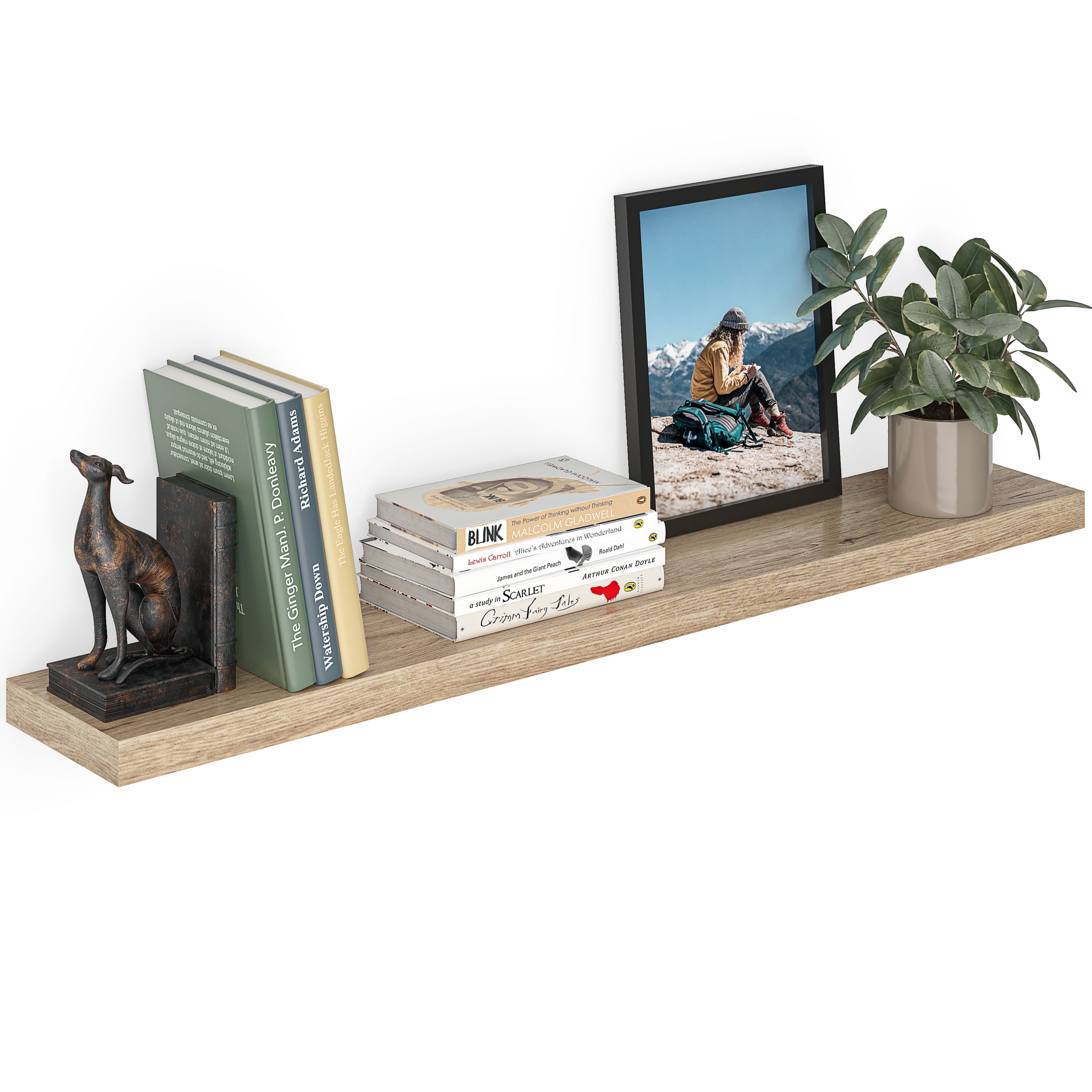 Gray Oak 48" Floating Wall Shelf with Invisible Bracket