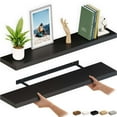thumbnail image 1 of Ballucci 48" Floating Shelves, 2-Pack Wood Wall Shelf Set with Invisible Brackets, 8" Deep, Black, 1 of 9