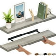 thumbnail image 1 of Ballucci 48" Floating Shelves, 2-Pack Wood Wall Shelf Set with Invisible Brackets, 8" Deep, Gray Oak, 1 of 8