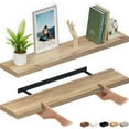 thumbnail image 1 of Ballucci 48" Floating Shelves, 2-Pack Wood Wall Shelf Set with Invisible Brackets, 8" Deep, Oak Finish, 1 of 10