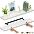 thumbnail image 1 of Ballucci 48" Floating Shelves, 2-Pack Wood Wall Shelf Set with Invisible Brackets, 8" Deep, White, 1 of 9