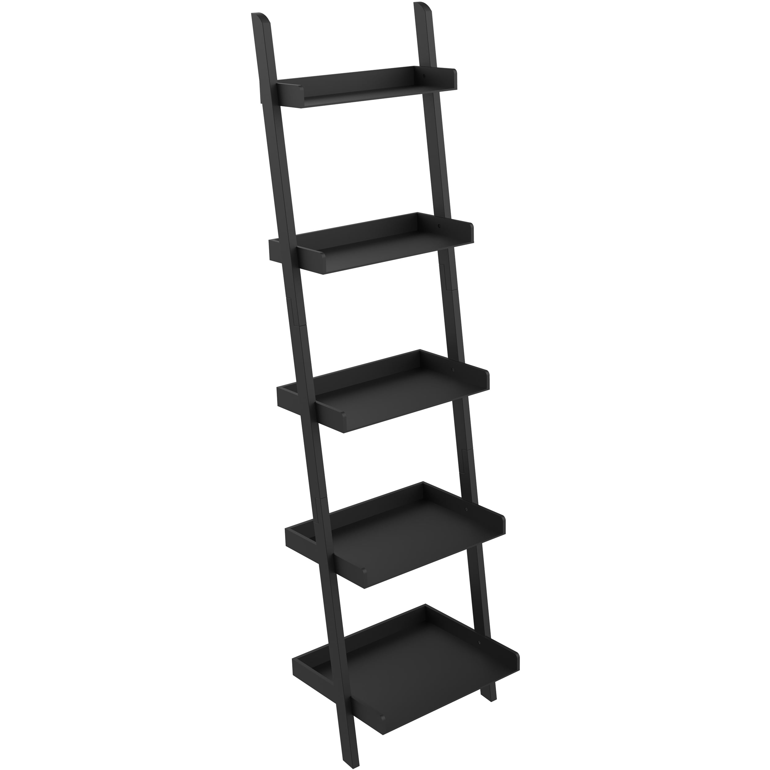 "Ballucci Slanted Black 5Tier Ladder Shelf, Wood Home Decorative Open