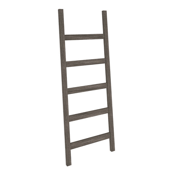 Ballucci 5-Tier Wall-Leaning Rack, Blanket Stand Ladder Shelf, 20 Inch Wide, Modern Rustic Look Wooden Style, For Entryway Living Room Bathroom, Brushed Grey