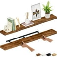 thumbnail image 1 of Ballucci 60" Floating Shelves for Wall, 2-Pack with Invisible Brackets, 8" Deep, Rustic Brown, 1 of 7