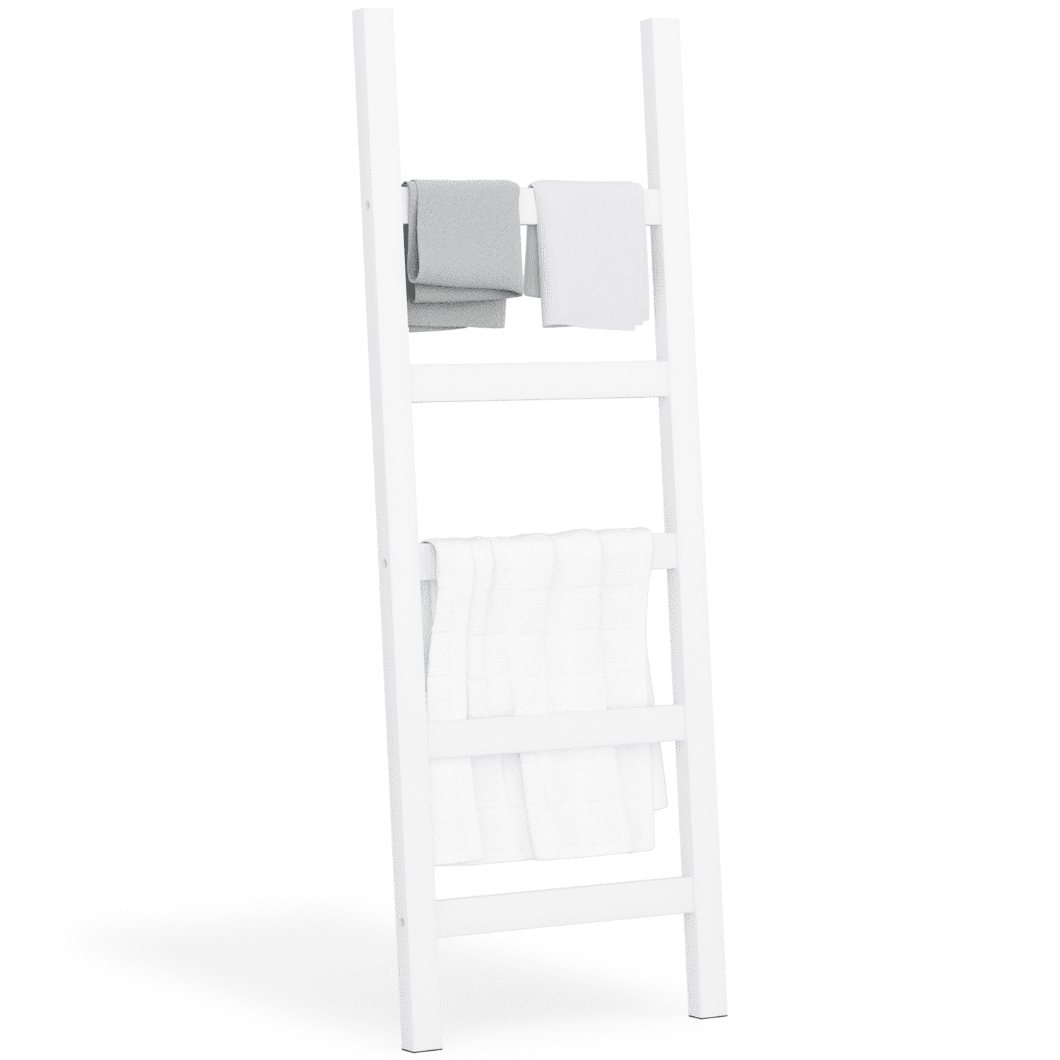 Ballucci Wooden Blanket Ladder, 5 Tier Decorative Leaning Towel Rack