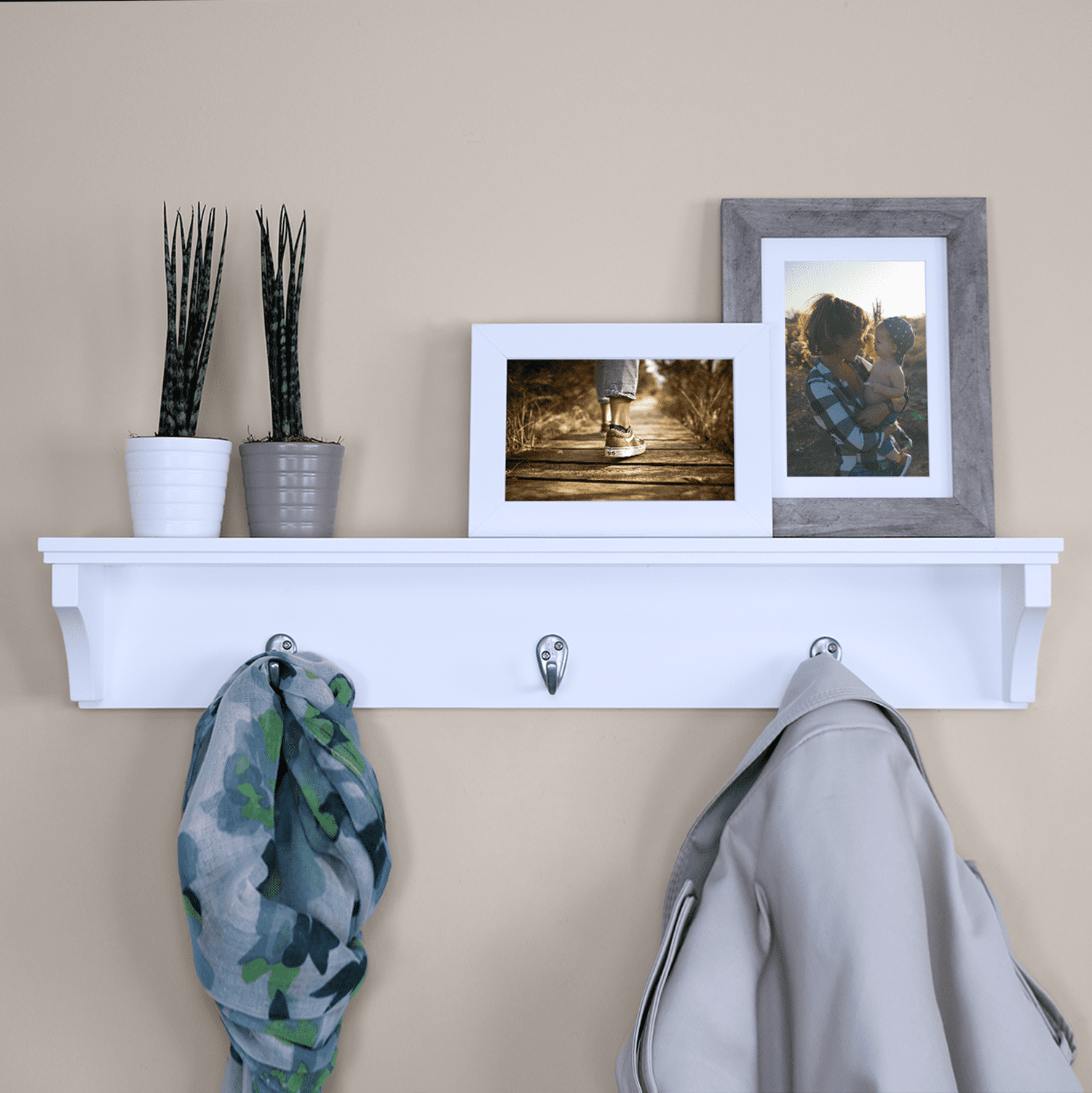 White wall organizer with hooks sale