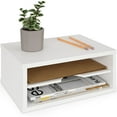 thumbnail image 1 of Ballucci File Organizer, 2-Tier Document Paper Sorter, Stackable Wood Desk Organizer Mail Holder, Monitor Stand with Storage Shelves, White, 1 of 7