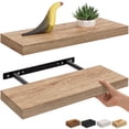 thumbnail image 1 of Ballucci 16" Floating Shelves for Wall, 2-Pack with Invisible Brackets, 6" Deep, Natural Oak, 1 of 6