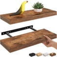 thumbnail image 1 of Ballucci 16" Floating Shelves for Wall, 2-Pack with Invisible Brackets, 6" Deep, Rustic Brown, 1 of 6