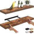 thumbnail image 1 of Ballucci 24" Floating Shelves, 2-Pack Wood Wall Shelf Set with Invisible Brackets, 6" D, Rustic Brown, 1 of 6
