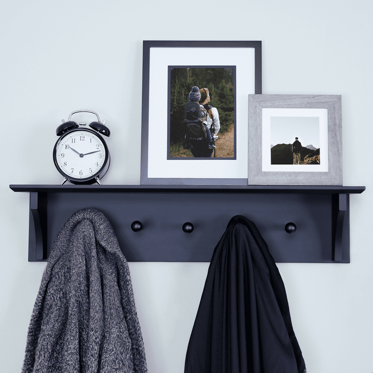 Ballucci Wall Coat Rack Shelf Entryway Floating Shelf Rack 5 Pegs 24