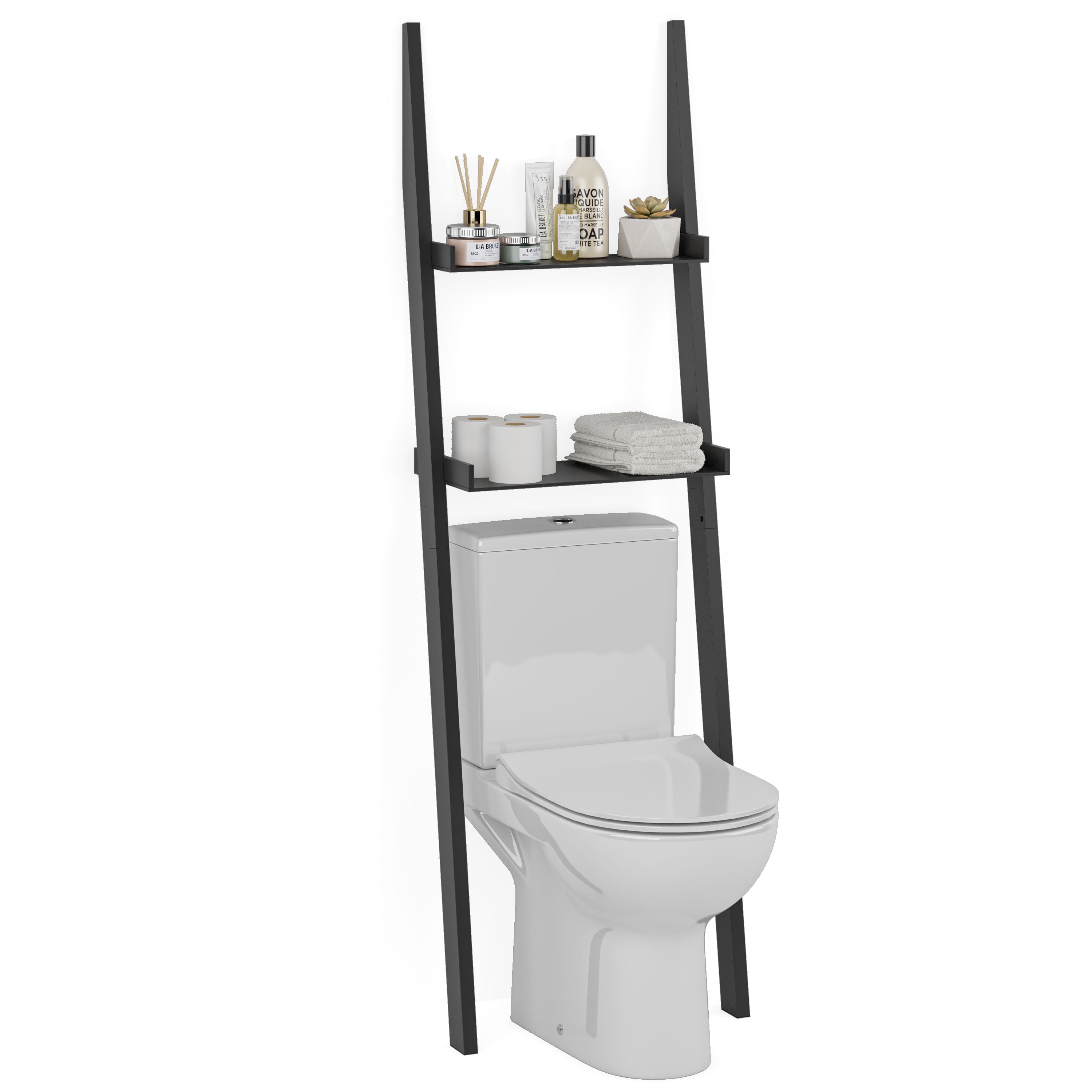 Ballucci over the Toilet Storage Shelf, 2-Tier Bathroom Organizer, Bath Rack Organizer, Black