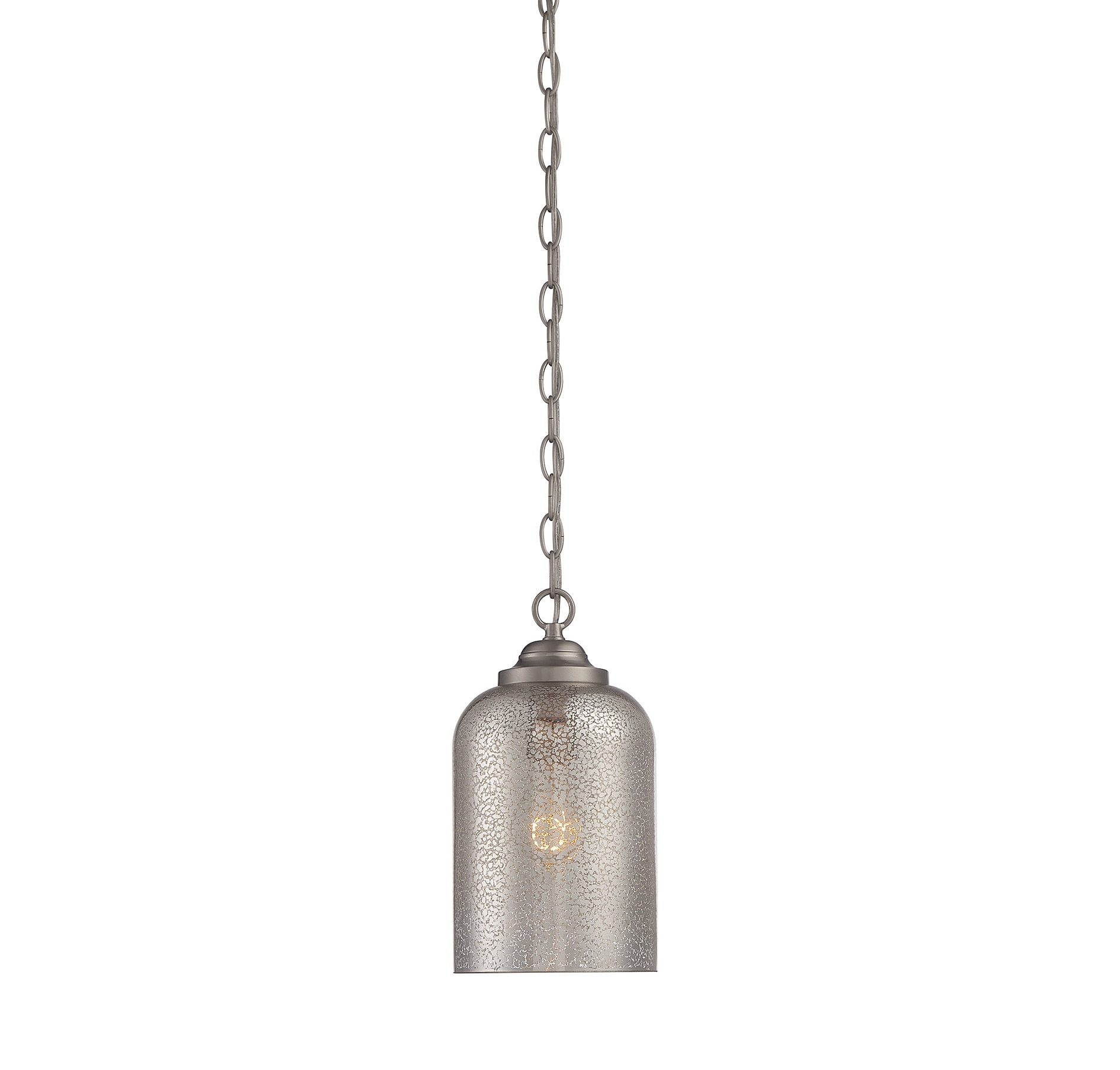 Bally Satin Nickel 1-Light Pendant with Mercury Glass Shade