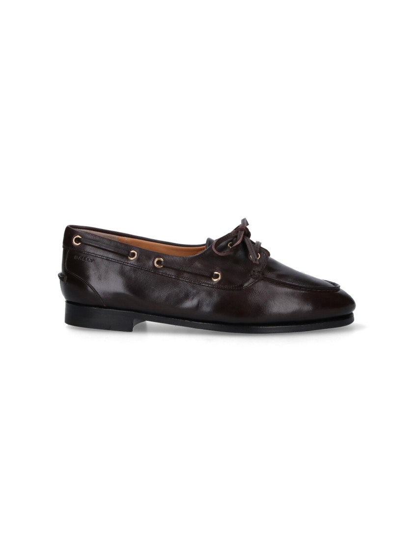 Bally Dark Buffalo Leather Slip-On Loafers Brown (Women display picture 1