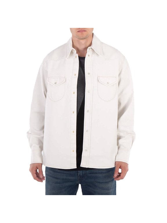 Flap-Pockets Cotton Shirt, Size Small
