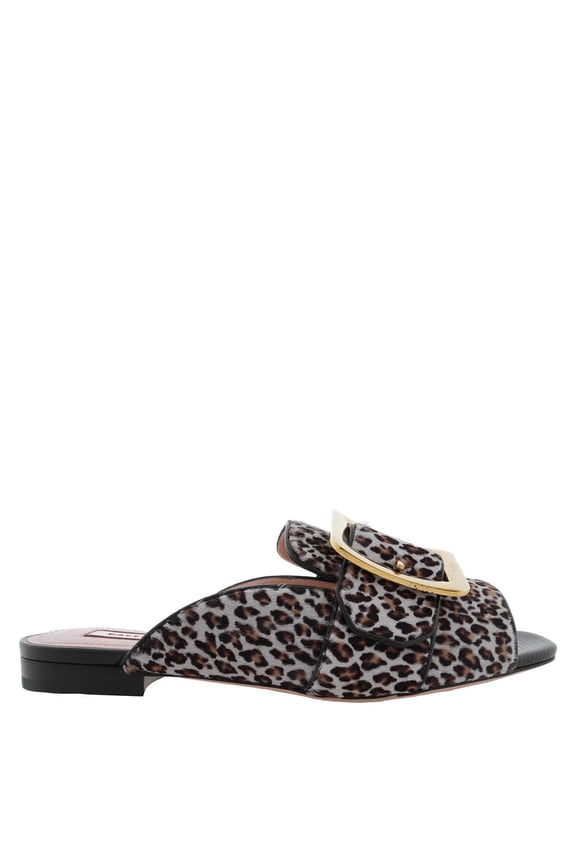 Janaya Calf-Hair Leopard Slide Sandals, Brand Size 36.5 ( US Size 6 )