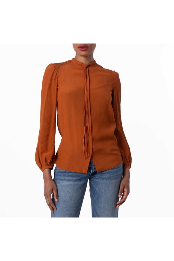 Long Sleeve Viscose Blouse, Brand Size 36 ( US Size 0 )