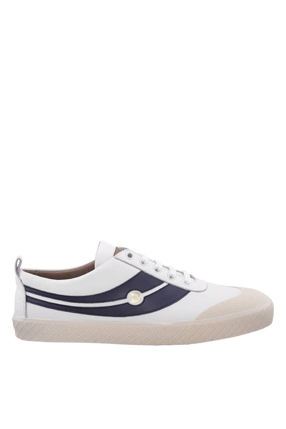 Men's Smake White Leather Low-top Sneakers, Brand Size 6 ( US Size 7 )