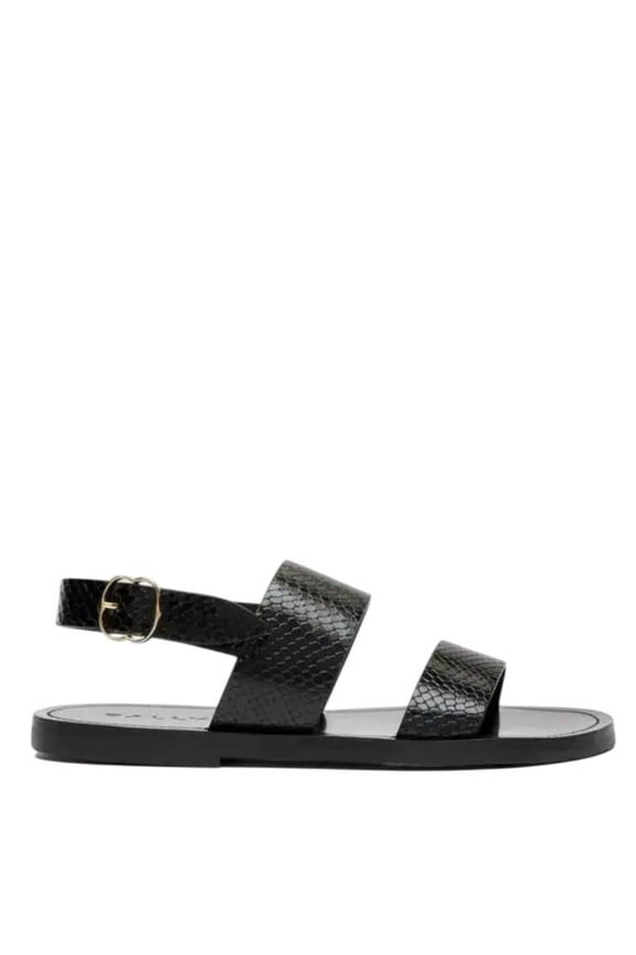 Python-Printed Leather Sandals, Brand Size 35 ( US Size 4.5 )