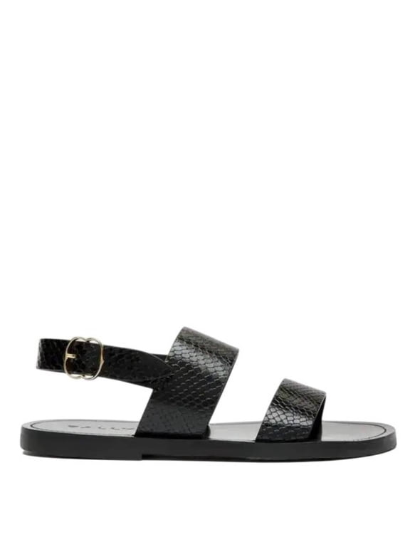 Python-Printed Leather Sandals, Brand Size 35 ( US Size 4.5 )